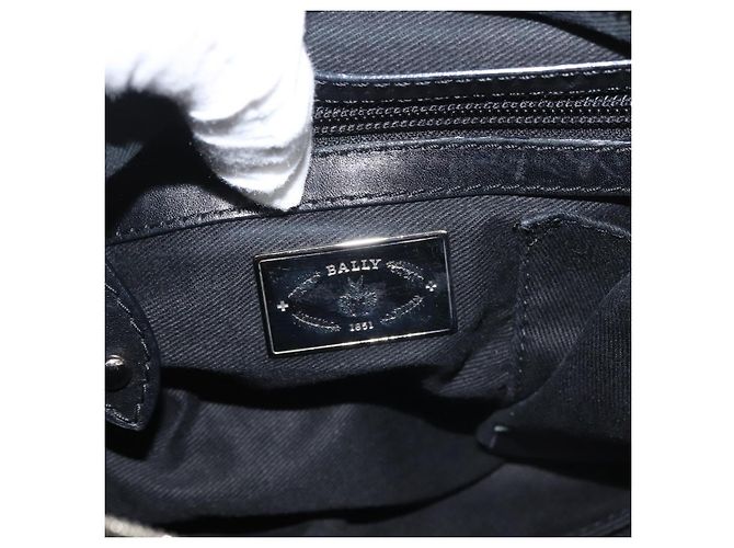 BALLY Borsa a Spalla in Pelle Scamosciata Nera Argento Auth BA6459 Nero - vista 17