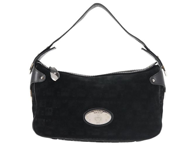 BALLY Borsa a Spalla in Pelle Scamosciata Nera Argento Auth BA6459 Nero - vista 2
