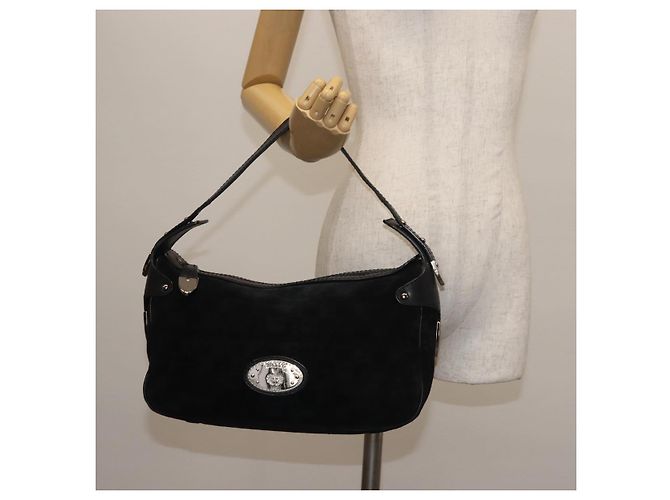 BALLY Borsa a Spalla in Pelle Scamosciata Nera Argento Auth BA6459 Nero - vista 23