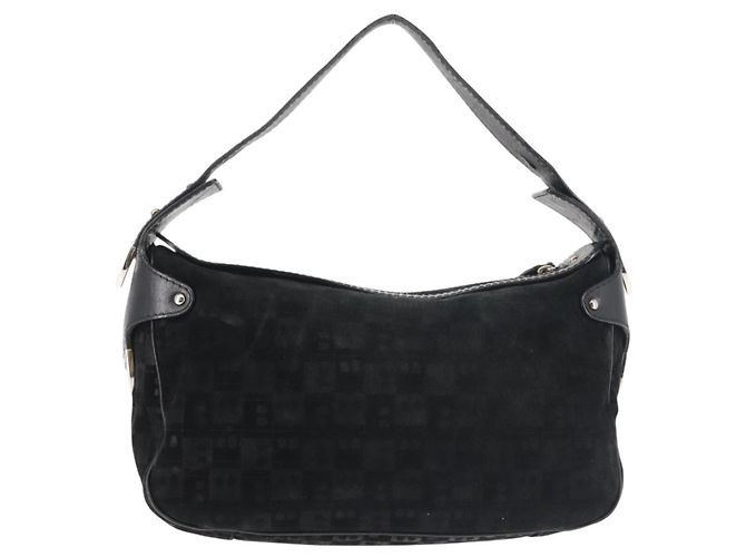 BALLY Borsa a Spalla in Pelle Scamosciata Nera Argento Auth BA6459 Nero - vista 3