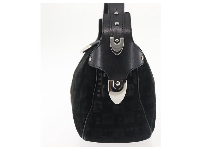 BALLY Borsa a Spalla in Pelle Scamosciata Nera Argento Auth BA6459 Nero - vista 4