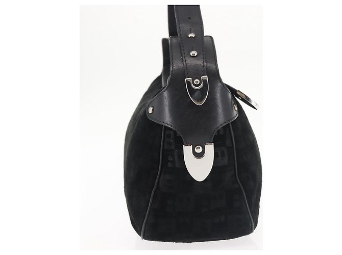 BALLY Borsa a Spalla in Pelle Scamosciata Nera Argento Auth BA6459 Nero - vista 5