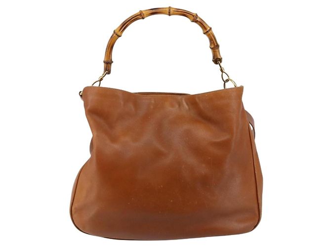 Borsa a mano in pelle GUCCI Bamboo 2 in 1 Beige Argento 001 1577 Auth 143268 - vista 2