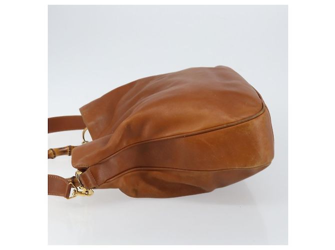Borsa a mano in pelle GUCCI Bamboo 2 in 1 Beige Argento 001 1577 Auth 143268 - vista 5