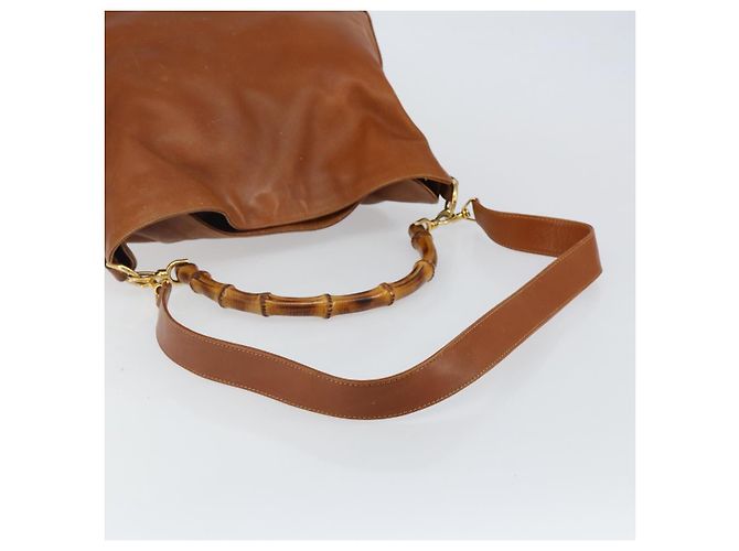 Borsa a mano in pelle GUCCI Bamboo 2 in 1 Beige Argento 001 1577 Auth 143268 - vista 9