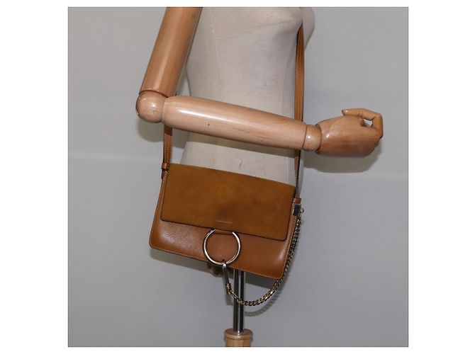 Chloé Borsa a Spalla Chloe Fay in Pelle Scamosciata Beige Oro Auth BA5749 D'oro - vista 24