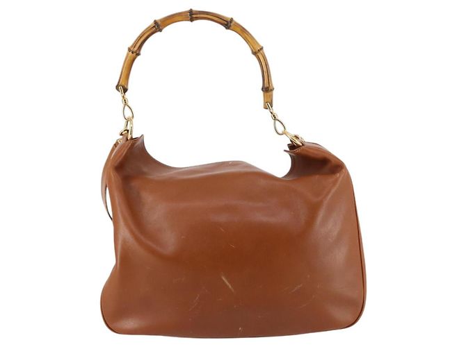 Borsa a Spalla Gucci Bamboo in Pelle 2 in 1 Marrone Oro 001 1781 1577 Auth 140200 - vista 13