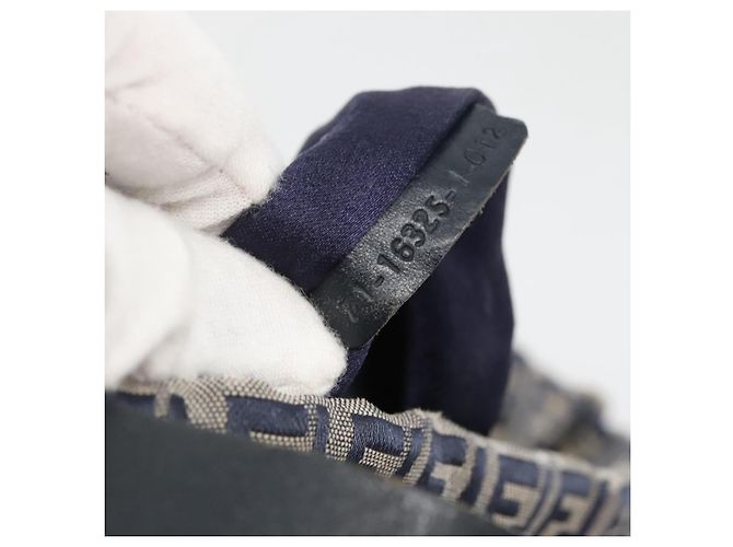 FENDI Zucchino Canvas Schultertasche Navy Silber Auth 141032 Marineblau - Ansicht 12