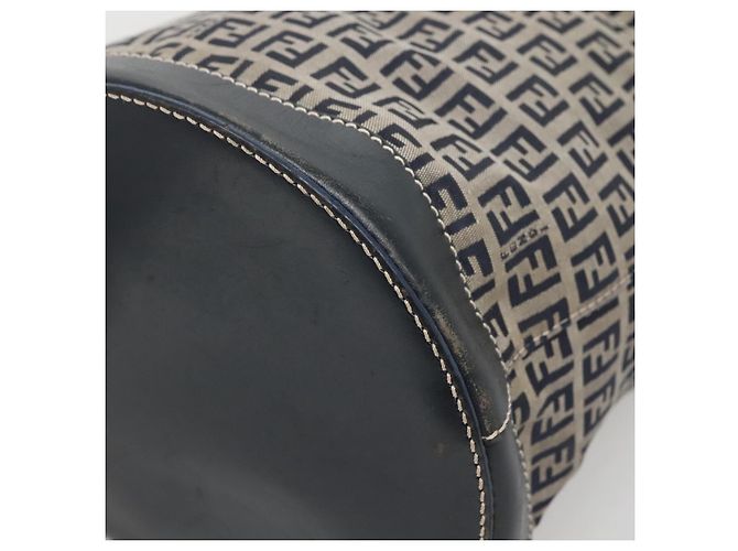 FENDI Zucchino Canvas Schultertasche Navy Silber Auth 141032 Marineblau - Ansicht 15
