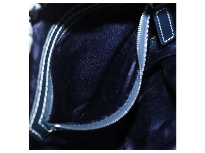 FENDI Zucchino Canvas Schultertasche Navy Silber Auth 141032 Marineblau - Ansicht 22