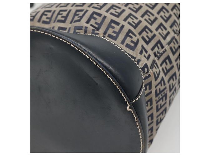 FENDI Zucchino Canvas Schultertasche Navy Silber Auth 141032 Marineblau - Ansicht 9