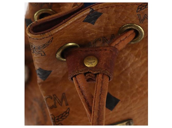 Borsa a Spalla MCM Logogram Vicetos in Pelle PVC Marrone Oro Auth BA6085 D'oro - vista 10