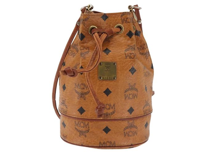 Borsa a Spalla MCM Logogram Vicetos in Pelle PVC Marrone Oro Auth BA6085 D'oro - vista 13