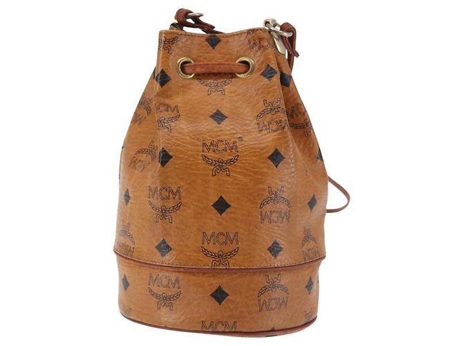 Borsa a Spalla MCM Logogram Vicetos in Pelle PVC Marrone Oro Auth BA6085 D'oro - vista 2