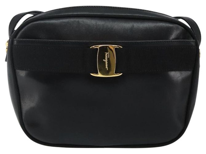 Borsa a Spalla Vala in Pelle Nera e Oro Auth BA5962 di Salvatore Ferragamo Nero D'oro - vista 13