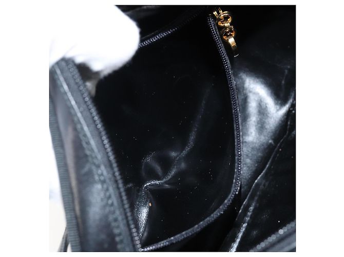 Borsa a Spalla Vala in Pelle Nera e Oro Auth BA5962 di Salvatore Ferragamo Nero D'oro - vista 20
