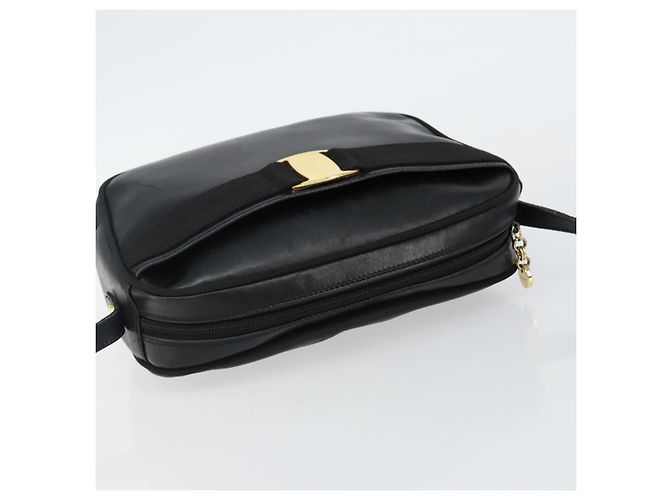 Borsa a Spalla Vala in Pelle Nera e Oro Auth BA5962 di Salvatore Ferragamo Nero D'oro - vista 6
