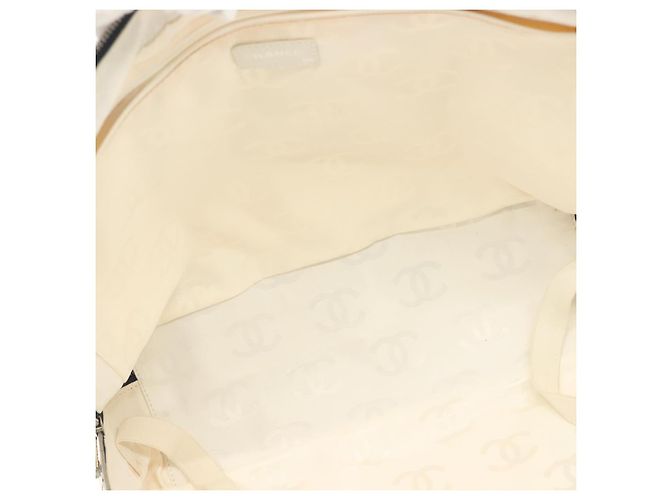 CHANEL Bisy Linie Tote Bag aus Canvas Weiß CC Auth 141391 - Ansicht 10