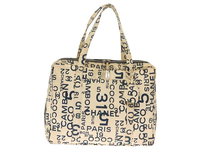 CHANEL Bisy Linie Tote Bag aus Canvas Weiß CC Auth 141391 - Ansicht 13