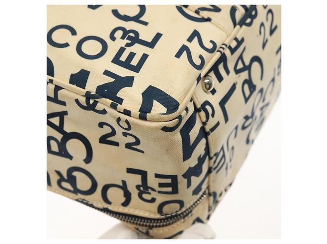 CHANEL Bisy Linie Tote Bag aus Canvas Weiß CC Auth 141391 - Ansicht 15