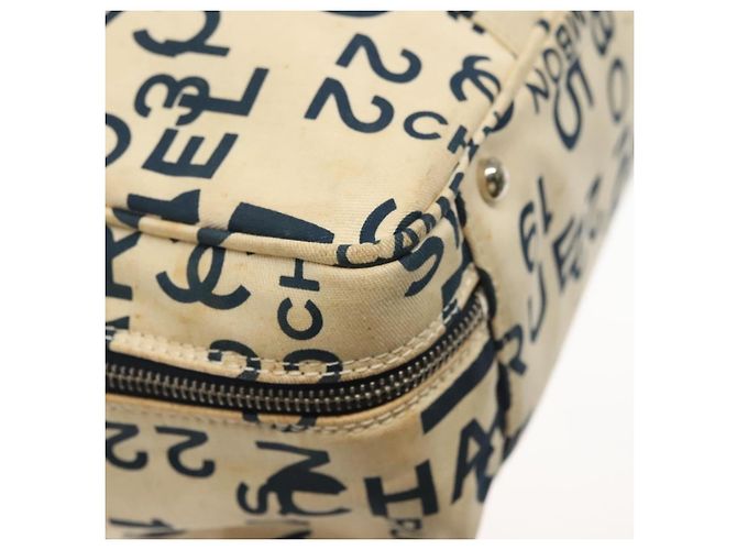 CHANEL Bisy Linie Tote Bag aus Canvas Weiß CC Auth 141391 - Ansicht 9