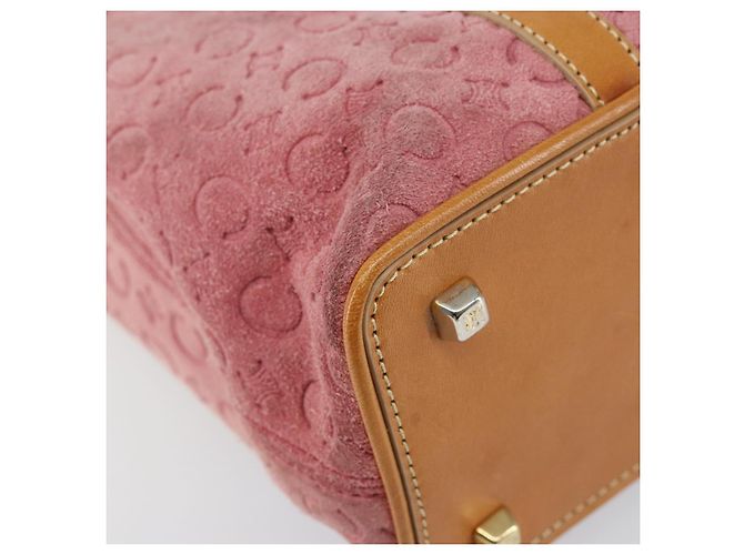 Céline Borsa a mano in tela Macadam C di CELINE in suede rosa e oro Auth bs29469 D'oro - vista 14