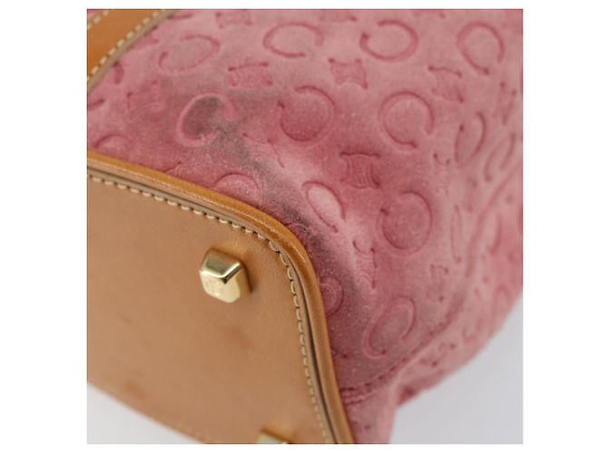 Céline Borsa a mano in tela Macadam C di CELINE in suede rosa e oro Auth bs29469 D'oro - vista 15