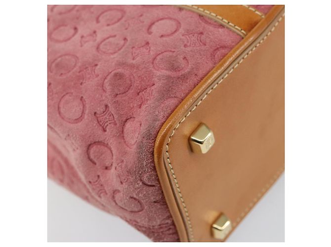 Céline Borsa a mano in tela Macadam C di CELINE in suede rosa e oro Auth bs29469 D'oro - vista 16