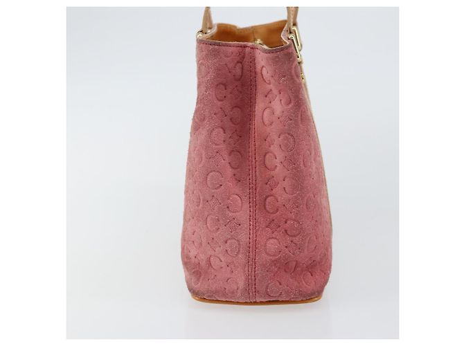 Céline Borsa a mano in tela Macadam C di CELINE in suede rosa e oro Auth bs29469 D'oro - vista 4