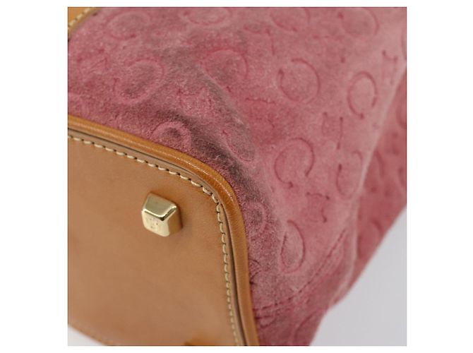 Céline Borsa a mano in tela Macadam C di CELINE in suede rosa e oro Auth bs29469 D'oro - vista 9