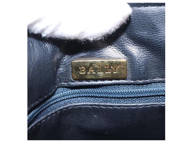 Bally Borsa a Spalla in Pelle Blu Navy Oro Auth BA5894 D'oro - vista 19
