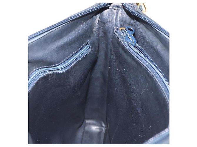 Bally Borsa a Spalla in Pelle Blu Navy Oro Auth BA5894 D'oro - vista 20