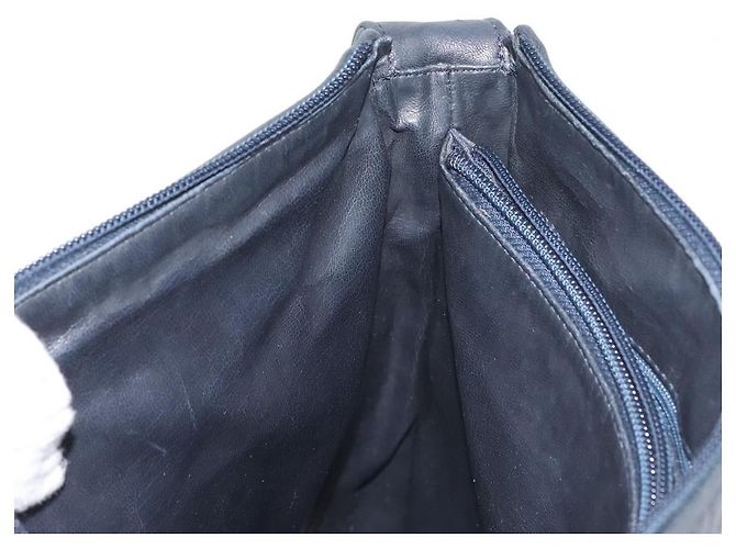 Bally Borsa a Spalla in Pelle Blu Navy Oro Auth BA5894 D'oro - vista 23