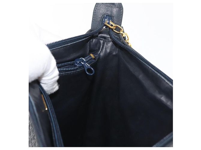 Bally Borsa a Spalla in Pelle Blu Navy Oro Auth BA5894 D'oro - vista 24