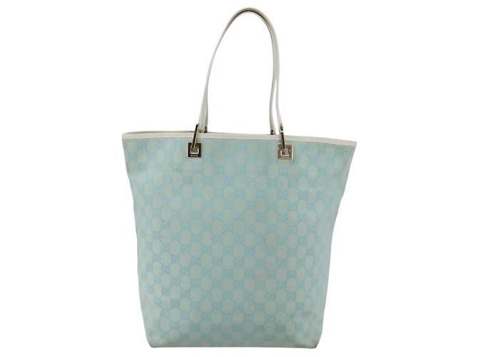 Borsa Tote GG Canvas Gucci Azzurro Chiaro Oro 002 1098 3444 Auth 142530 D'oro Blu chiaro - vista 2