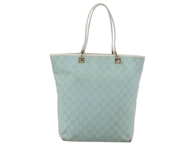Borsa Tote GG Canvas Gucci Azzurro Chiaro Oro 002 1098 3444 Auth 142530 D'oro Blu chiaro - vista 3