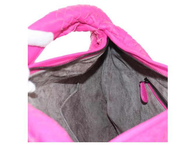 Autre Marque BORSA Hobo INTRECCIATO IN PELLE ROSA ARGENTO AUTH 143824V - vista 18