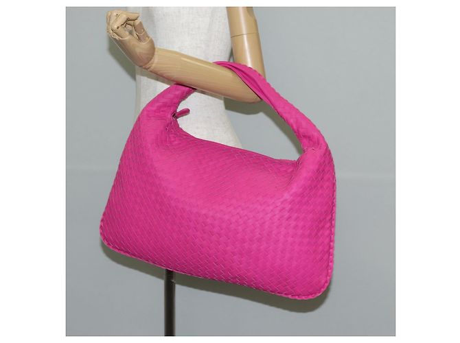 Autre Marque BORSA Hobo INTRECCIATO IN PELLE ROSA ARGENTO AUTH 143824V - vista 25