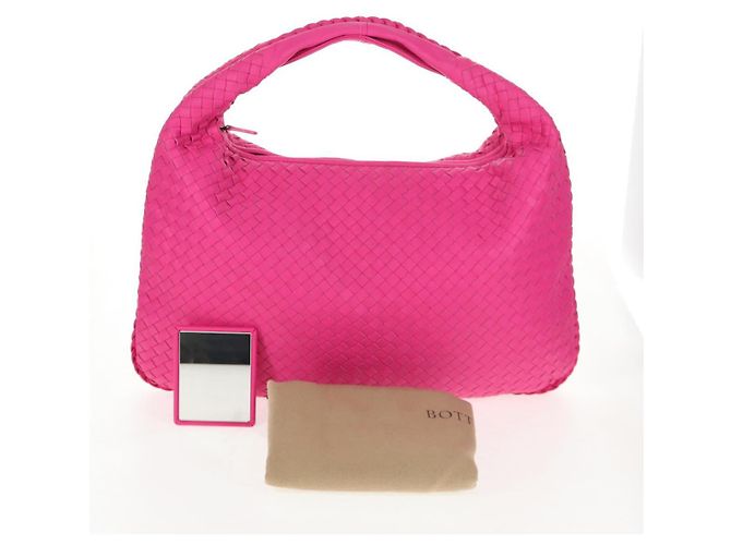 Autre Marque BORSA Hobo INTRECCIATO IN PELLE ROSA ARGENTO AUTH 143824V - vista 26