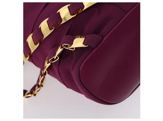 Zaino in tela Salvatore Ferragamo con catena viola e oro Auth gh681 D'oro Porpora - vista 13