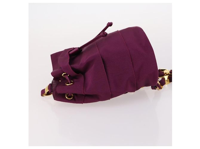 Zaino in tela Salvatore Ferragamo con catena viola e oro Auth gh681 D'oro Porpora - vista 5