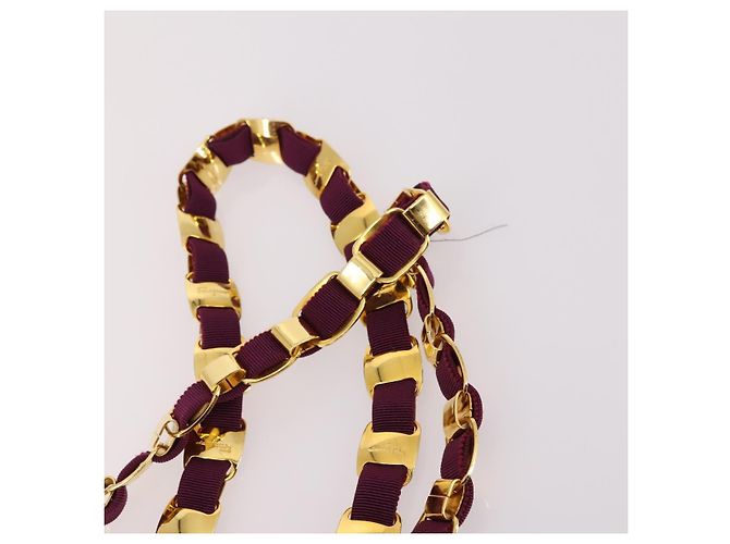 Zaino in tela Salvatore Ferragamo con catena viola e oro Auth gh681 D'oro Porpora - vista 8