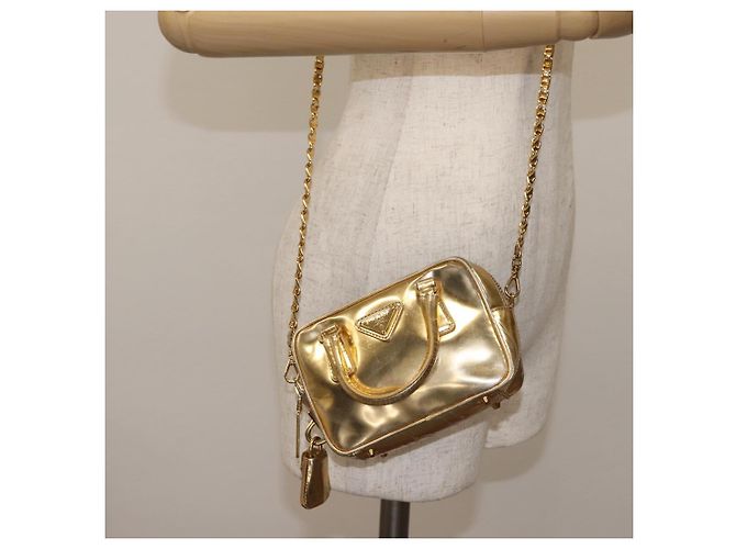 PRADA Borsa a mano in pelle 2 in 1 Oro Auth 142998 D'oro - vista 24