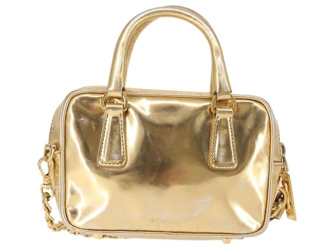 PRADA Borsa a mano in pelle 2 in 1 Oro Auth 142998 D'oro - vista 3