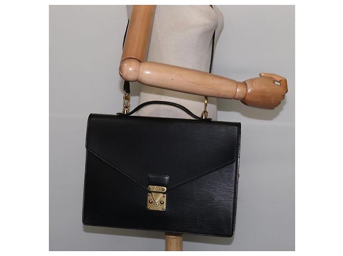 LOUIS VUITTON Epi Porta Documenti a Tracolla Nera M54462 LV Auth BA6261 Nero - vista 25