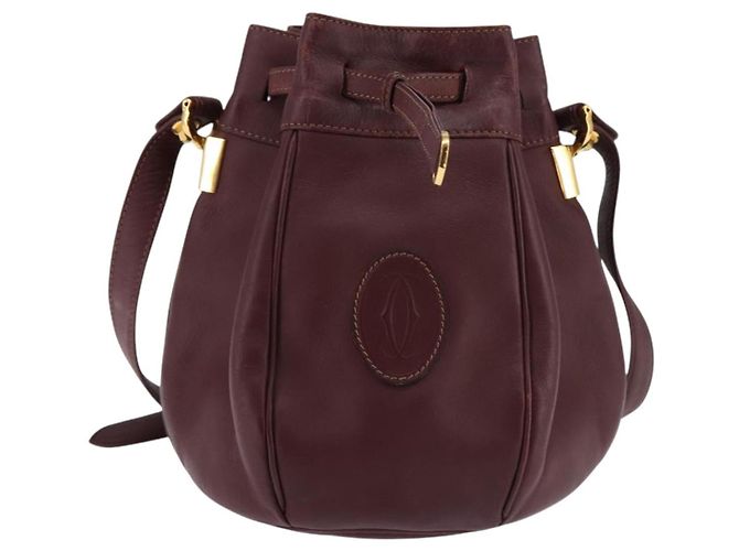 Cartier Borsa a Spalla Must Line in Pelle Bordeaux Oro Auth BA6388 D'oro Bordò - vista 2