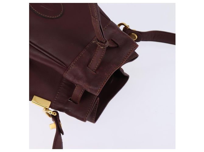 Cartier Borsa a Spalla Must Line in Pelle Bordeaux Oro Auth BA6388 D'oro Bordò - vista 6