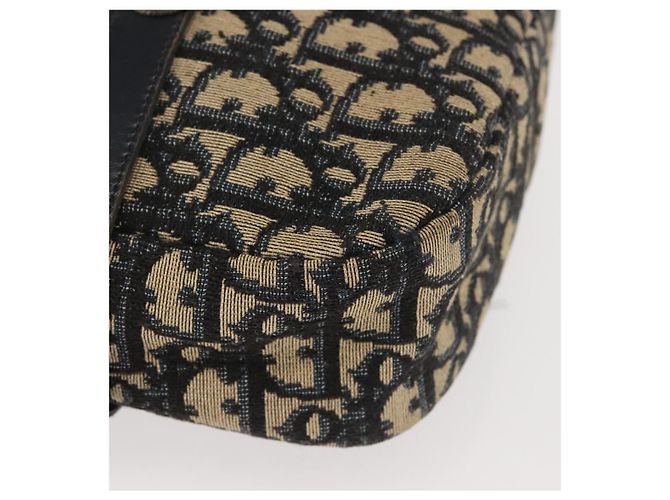 Borsa a Spalla in Tela Trotter Christian Dior Blu Navy Oro Auth 144091 D'oro - vista 10