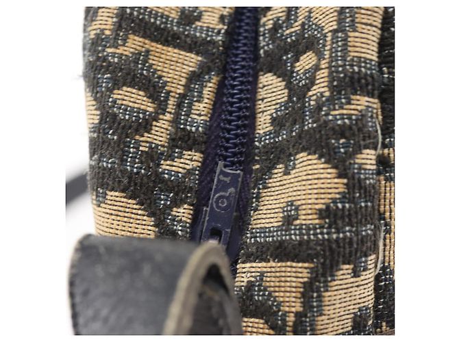 Borsa a Spalla in Tela Trotter Christian Dior Blu Navy Oro Auth 144091 D'oro - vista 15