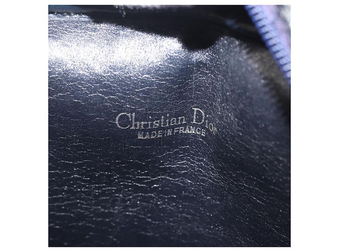 Borsa a Spalla in Tela Trotter Christian Dior Blu Navy Oro Auth 144091 D'oro - vista 16